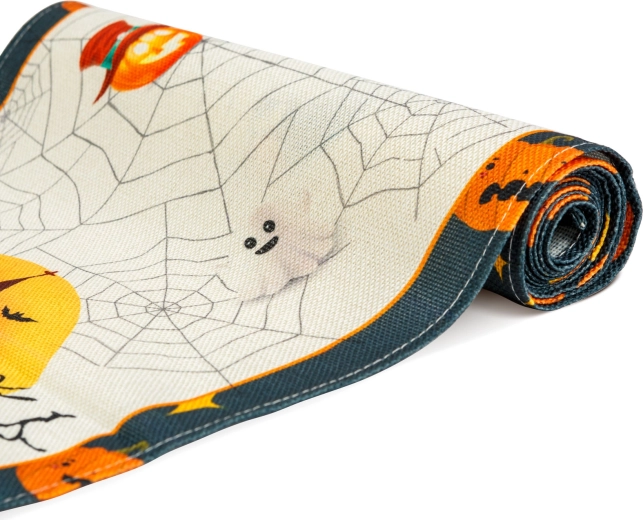 Chemin de table d’Halloween avec motifs, 184 × 33 cm