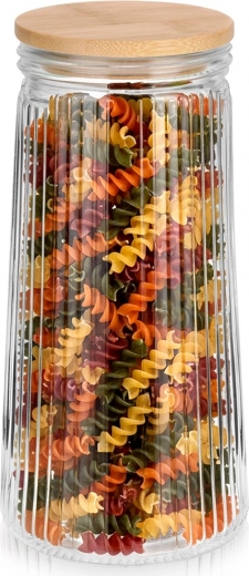 Bocal en verre pour denrées sèches avec couvercle en bambou et joint, 1,4 l