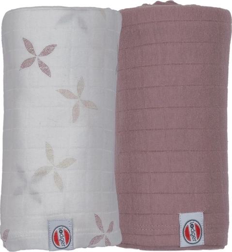 Lodger swaddler Solid matcha powder/rose 110 × 110 cm, lot de 2 pièces