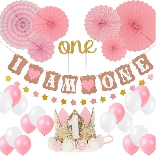 Set de ballons d’anniversaire pour fille - roses