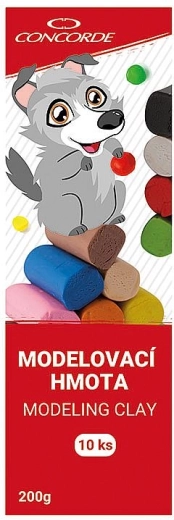 Pâte à modeler CONCORDE 200 g, 10 couleurs