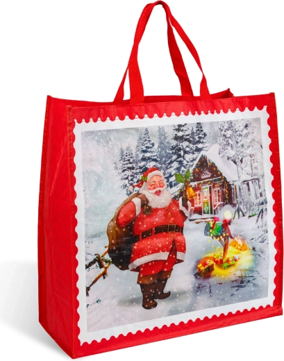 Sac cadeau de Noël rouge avec motif de saint Nicolas, 45 × 44 × 19 cm