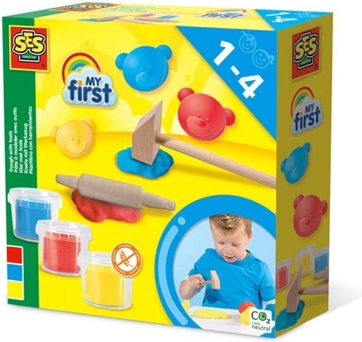 SES My First pâte à modeler – 3 couleurs (3×90 g) + outils
