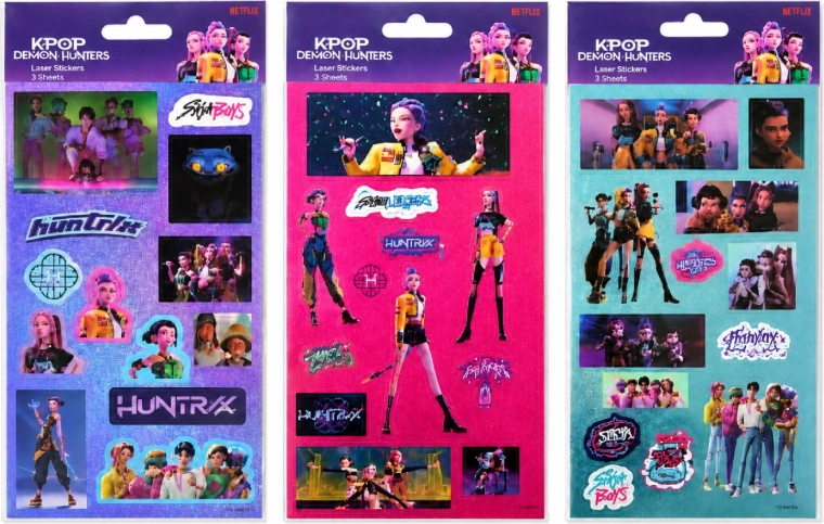 Lot d’autocollants laser KPop Demon Hunters – 3 planches