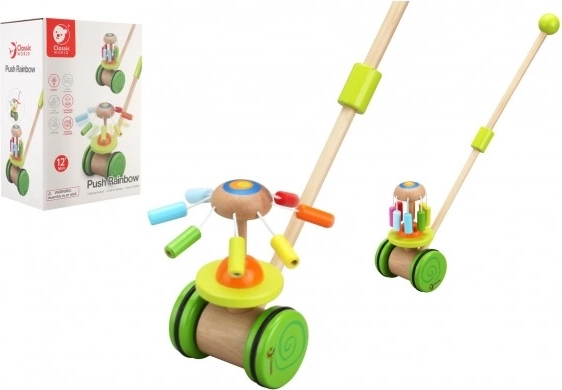 Chariot pousseur en bois coloré pour enfants Classic World