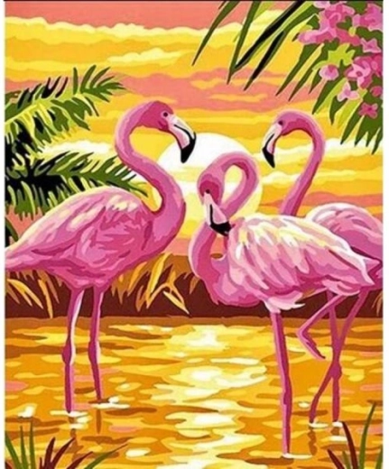 Peinture par numéros sur châssis 40 × 50 cm – flamants roses