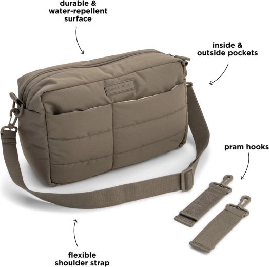 Sac matelassé pour poussette Done by Deer, gris-brun
