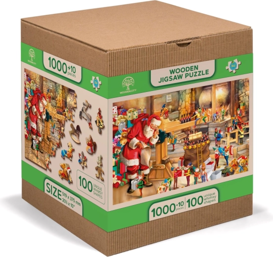 Wooden City Puzzle en bois Atelier du Père Noël 2-en-1, 1010 pièces ÉCO