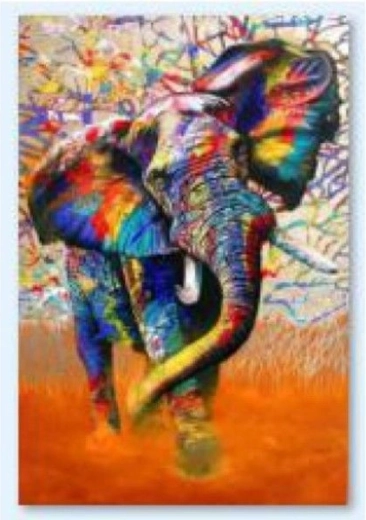 Broderie diamant (diamond painting) éléphant en couleur 30 × 40 cm - 1 pièce