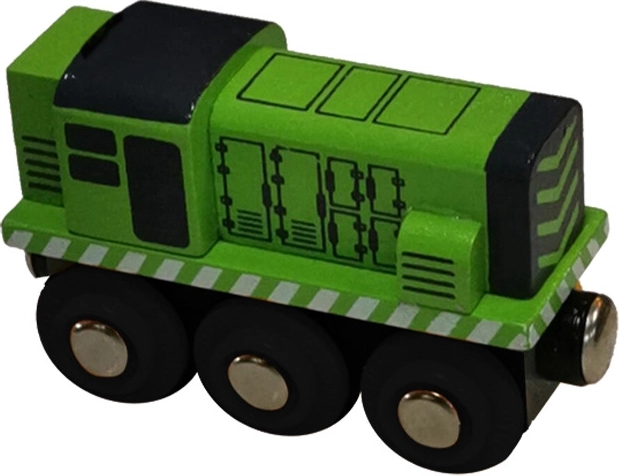 Locomotive en bois Babu vert clair