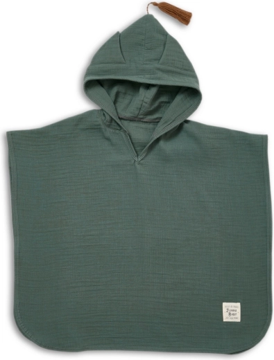Poncho en mousseline Funnababy avec capuche Ivy green
