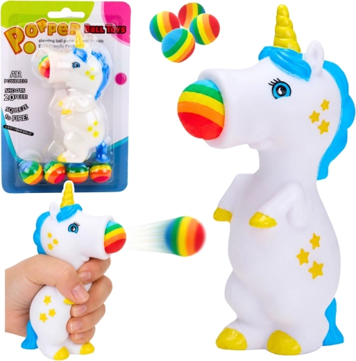 Licorne en caoutchouc lanceuse de balles – jouet pour enfants (5 balles)