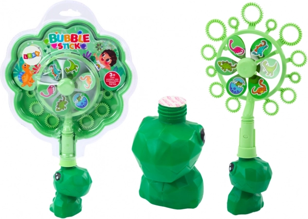 Bublifuk avec moulin à vent dinosaure avec coupelle verte