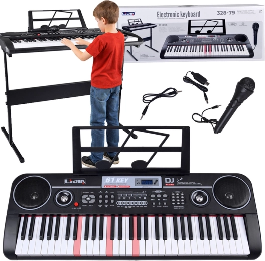 Clavier électronique avec 61 touches rétroéclairées avec support et microphone