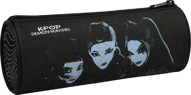 Trousse scolaire cylindrique GIM KPop Demon Hunters Huntrix noire