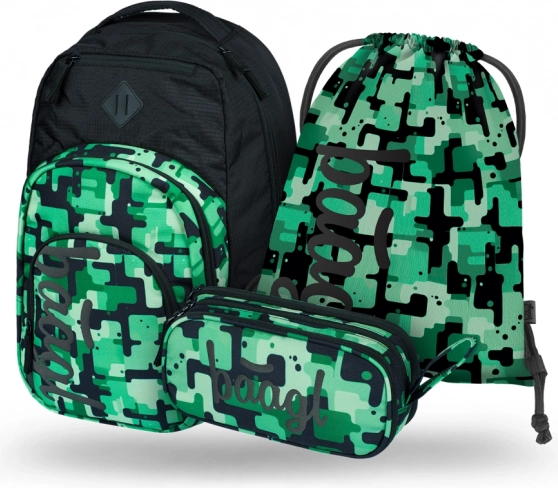 Ensemble BAAGL Coolmate Vert: sac à dos, trousse, sachet