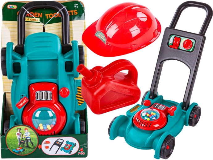 Tondeuse de jardin pour enfants avec casque et bidon