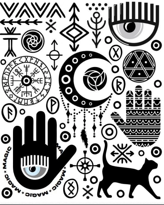 Patches thermocollants – symboles mystiques, grande planche 20 × 30 cm