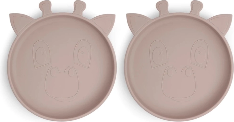 Assiette en silicone NUUROO Akila Giraf Woodrose (2 pcs)