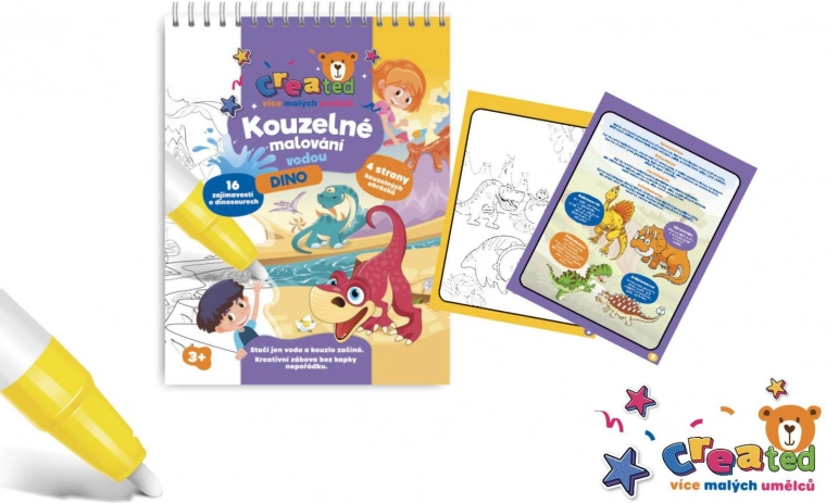 Coloriage magique à l’eau – bloc, 4 feuilles – Dinosaures