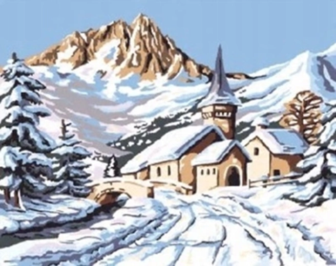 Norimpex Peinture par numéros chalet enneigé dans les montagnes 40 × 50 cm