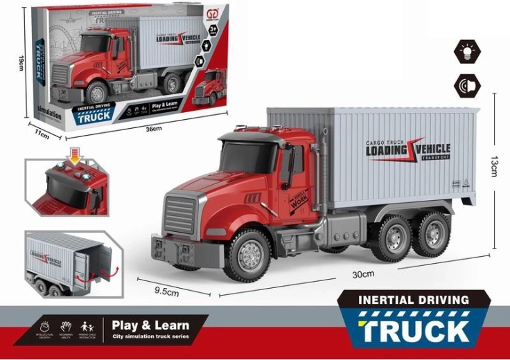 Camion benne avec conteneur à inertie, lumières et sons