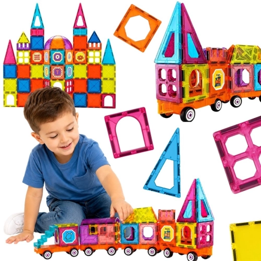 Set de construction magnétique 3D Woopie – train, 71 pièces
