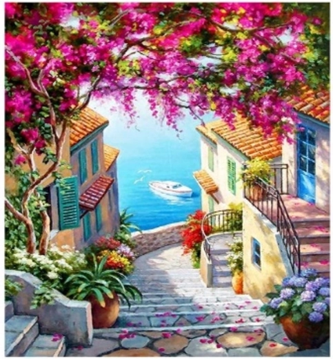 Norimpex Peinture par numéros Escaliers vers la mer 40 × 50 cm
