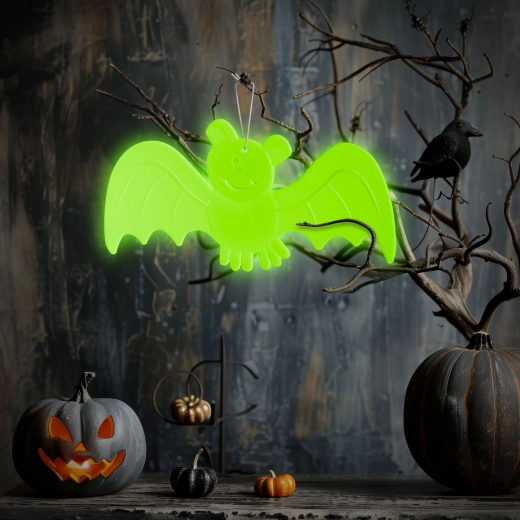 Décoration phosphorescente d’Halloween en forme de chauve-souris 20 × 10 cm
