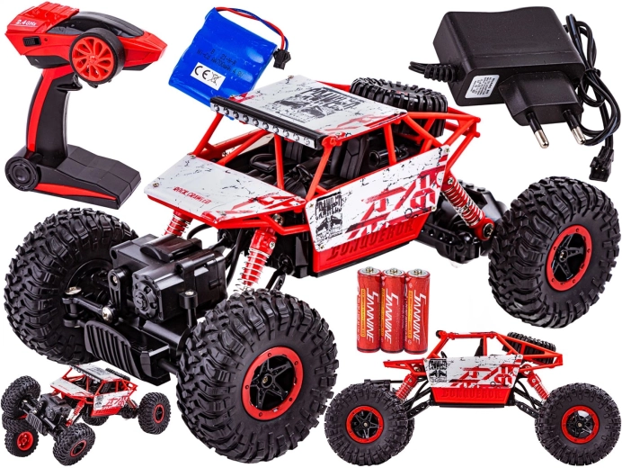 Voiture RC rock crawler 2,4 GHz 1:18 rouge