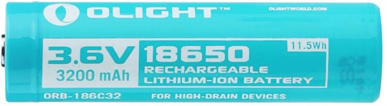 Batterie rechargeable OLIGHT 18650 3,6 V 3200 mAh bleu pâle