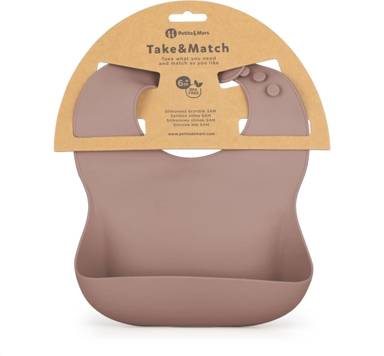 Bavoir en silicone Petite&Mars Take&Match velvet latte 6m+