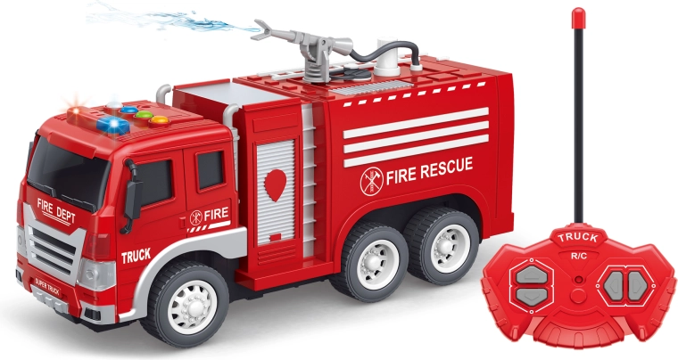 Voiture de pompiers radiocommandée avec effets lumineux et sonores, 27,5 cm