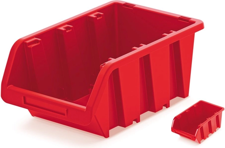 Boîte de rangement en plastique 3,5 l rouge, empilable et murale