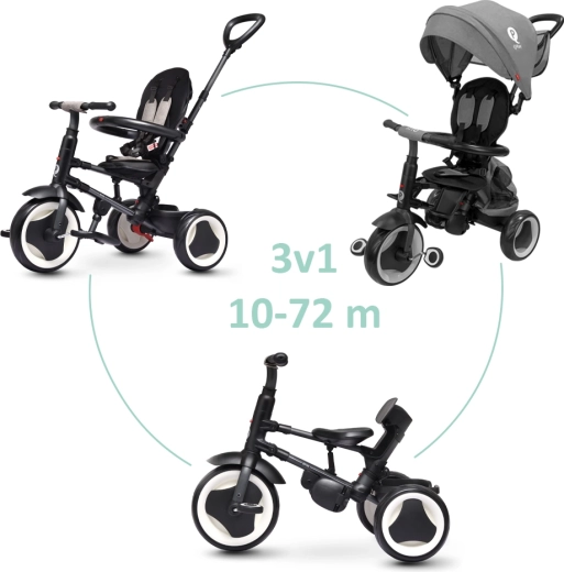 Tricycle Qplay Rito EVA Plus gris pour enfants de 10 à 72 mois
