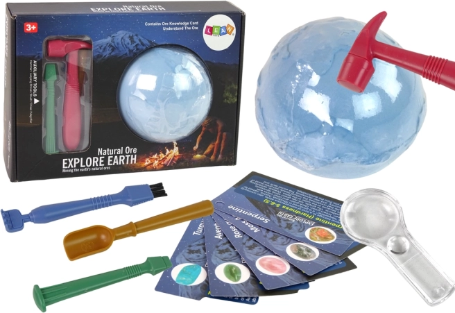 kit archéologique de fouilles avec minéraux et cartes éducatives