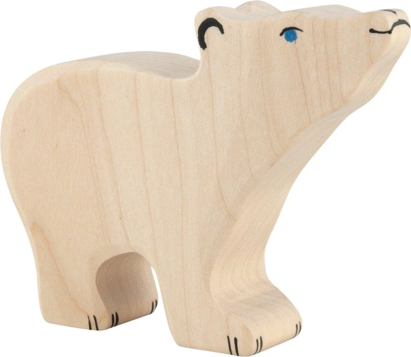 Holztiger petit ours polaire avec la tête relevée - 1 pièce