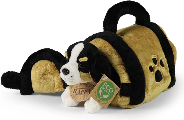 Chien bouvier bernois en peluche avec caisse de transport 15 cm éco-responsable