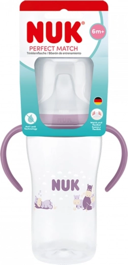 Biberon NUK Perfect Match avec bec d’apprentissage hippo 260 ml