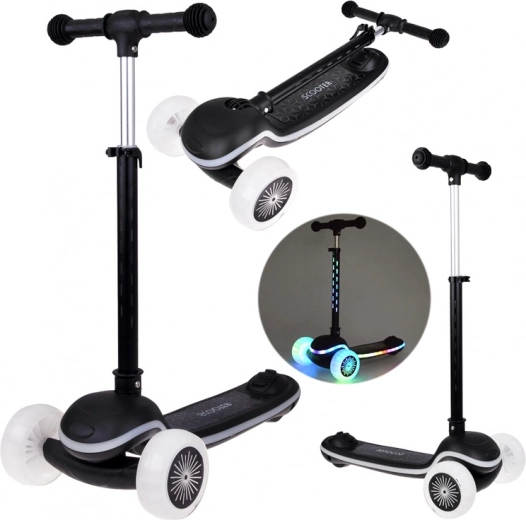 Trottinette d’équilibre pour enfants à trois roues avec LED et musique – noir