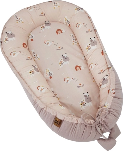 Nid bébé EKO en velours My farm rose poudré 90 × 60 cm