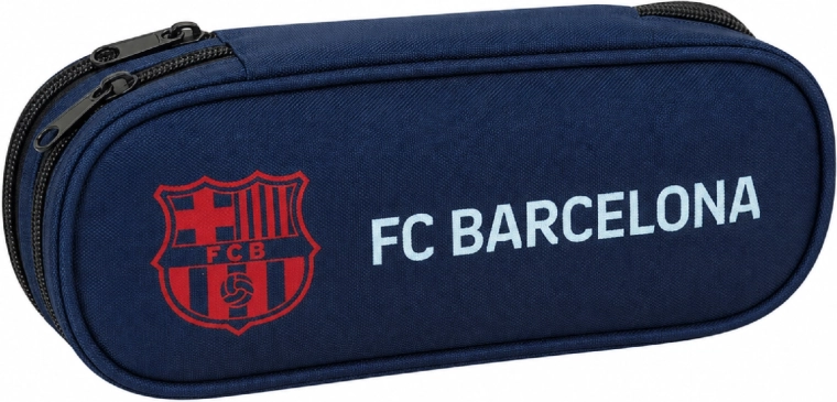Trousse scolaire ovale FC Barcelona bleu foncé
