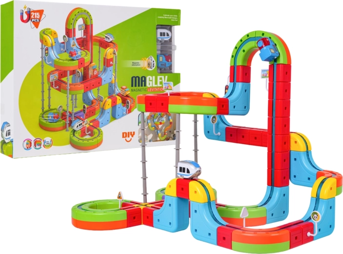 Circuit de train magnétique coloré antigravité, 215 pièces