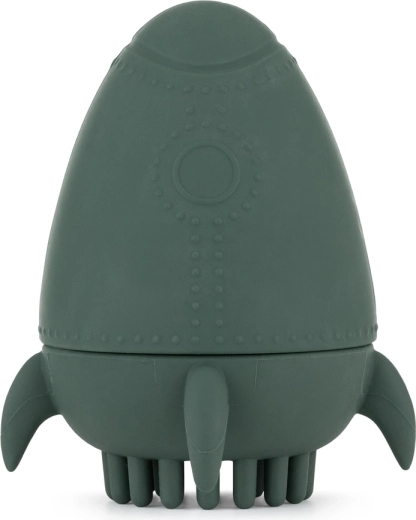 Jouet de bain en silicone avec brosse Petite&Mars Splashy Rocket misty green