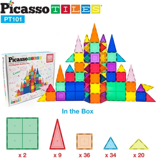 Jeu de construction magnétique Picasso avec pièces de base - 101 pièces