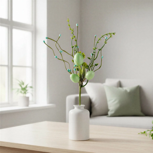 Branche de Pâques avec œufs, verte, 28 × 16 cm