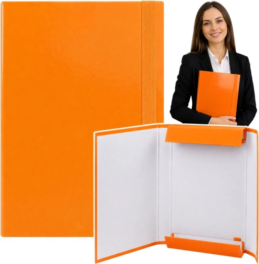 Chemise à rabats orange pour documents A4 avec élastique, rigide - 1 pièce