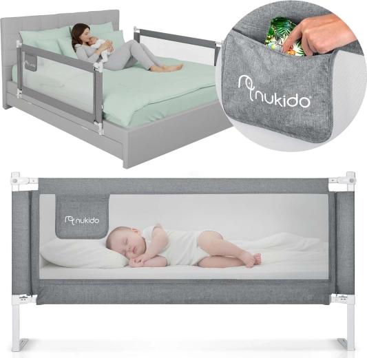 Barrière de sécurité Nukido pour lit 160 cm grise