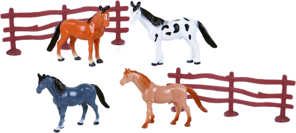 chevaux avec enclos – set de 4 chevaux