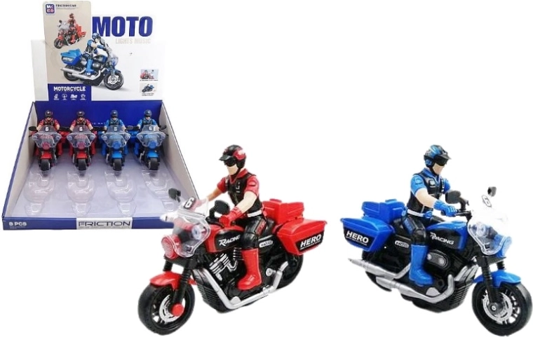 Motocycliste sur une moto avec effets lumineux et sonores 16 cm